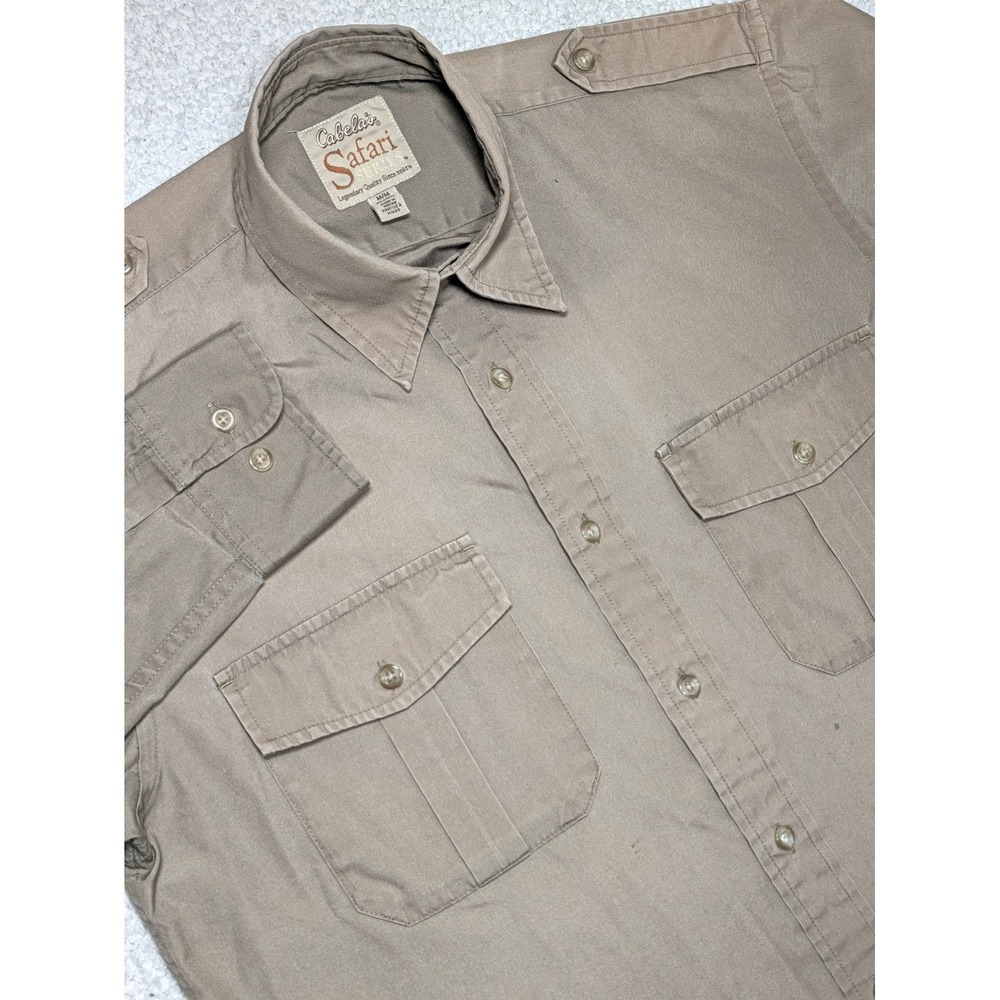 Cabela's Safari Mens M Button-up Shirt Series 6535S Poly Cotton Khaki